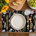 thumbnail image 4 of Pink Spring Floral Placemats Set of 6, Flowers Botanical Elegant Pastoral Black Placemats for Dining Table, Place Mats for Kitchen Tabletop, Waterproof Wipeable Dining Table Mats Set, 4 of 9