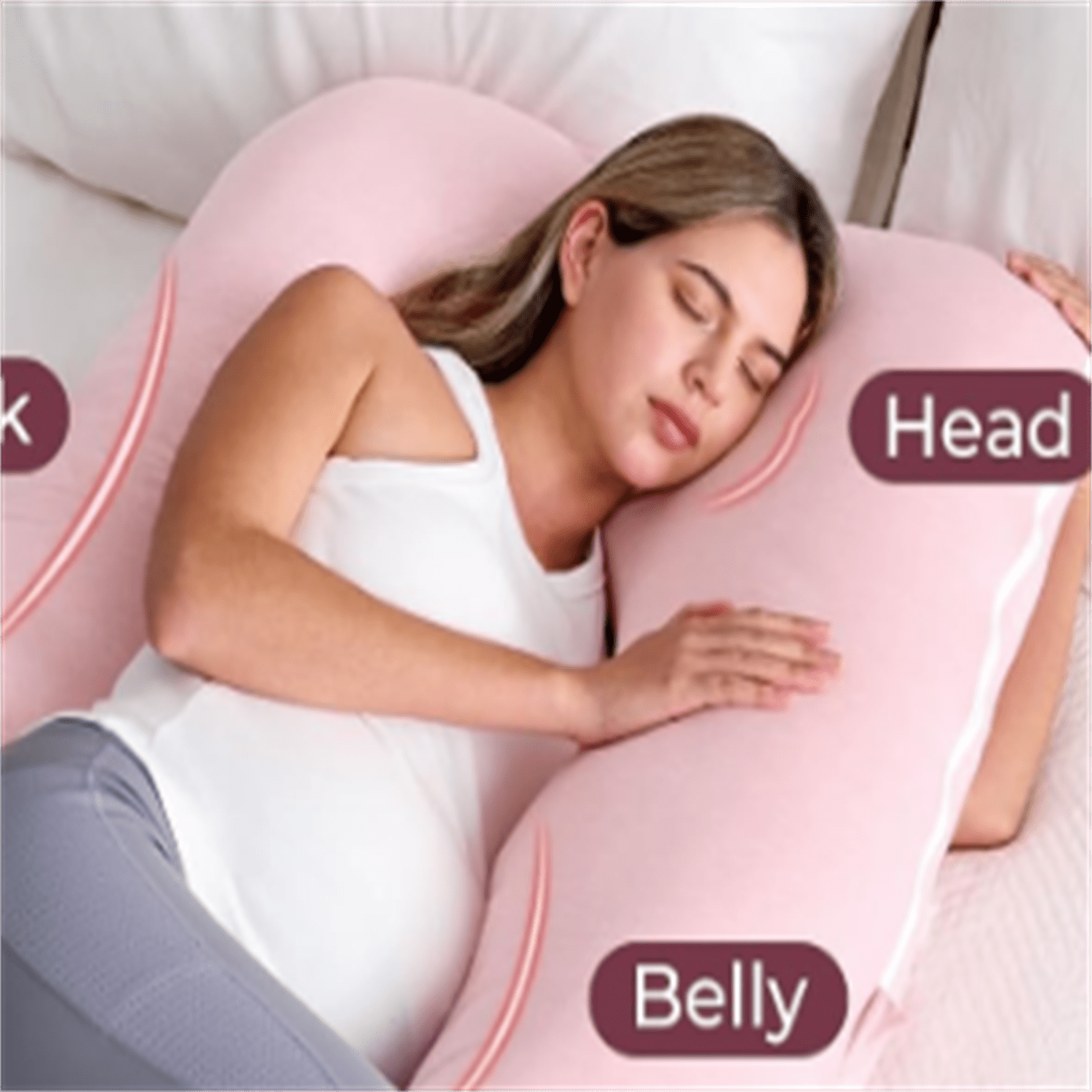 Pregnancy Pillows for Sleeping, U Shaped Full Body Maternity Pillow for Side Sleeping - Support for Back, Legs, Belly, HIPS, 57 Inch, Pink