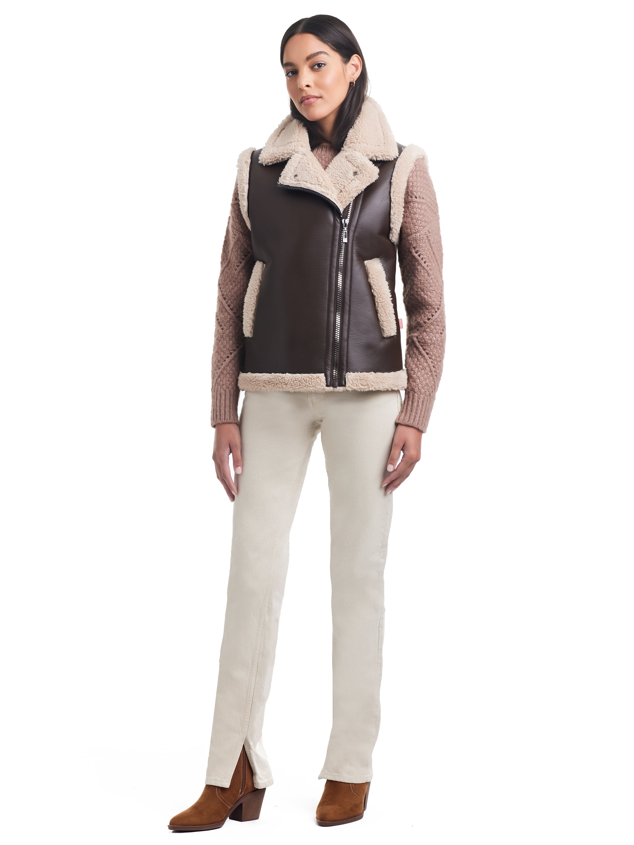 Sam & Libby Ladies Bonded Faux Sherpa Vest