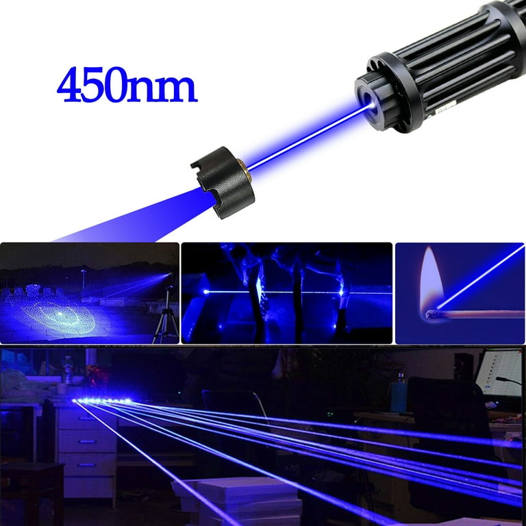 Blue Laser Pointer High Power Burning Laser Pointer Pen with 5 Star Cap  Adjustable Focus Rechargeable Long Range for Dogs Astronomy Presentations