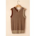 thumbnail image 6 of Ahlaray Chic V-Neck Knit Vest with Chevron Stripes - Light French Beige, Sizes S-XL, 6 of 8