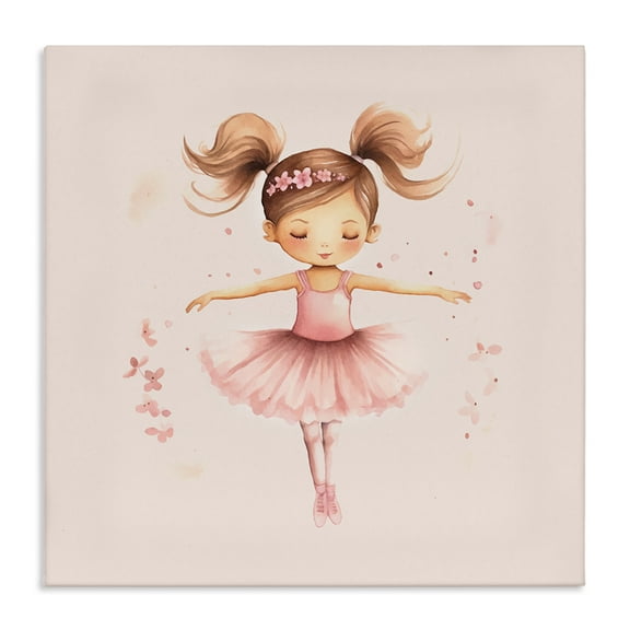 Stupell Industries Ballerina Dancer Girl People Painting Wrapped Canvas Art Print Wall Art, 17 x 17