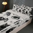 thumbnail image 3 of Homewish Halloween Skull Bat Cat Zipper Queen Comforter Set with Fitted Sheet and 2 Pillowcases, Mushroom Eye Floral Zipper Bedding Set, Black White, Gray Reversible, 3 of 7