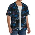 thumbnail image 2 of Rateoe Blue Sports Car Print Mens Front Pocket Hawaiian Shirts Casual Shirts Short Sleeve Button Down Beach Tropical Shirts-3X-Large, 2 of 5