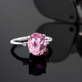 thumbnail image 4 of Gem Stone King 925 Sterling Silver Light Pink Created Sapphire and White Diamond Ring for Women (2.93 Cttw, Oval 10X8MM, Available in Size 5, 6, 7, 8, 9), 4 of 4
