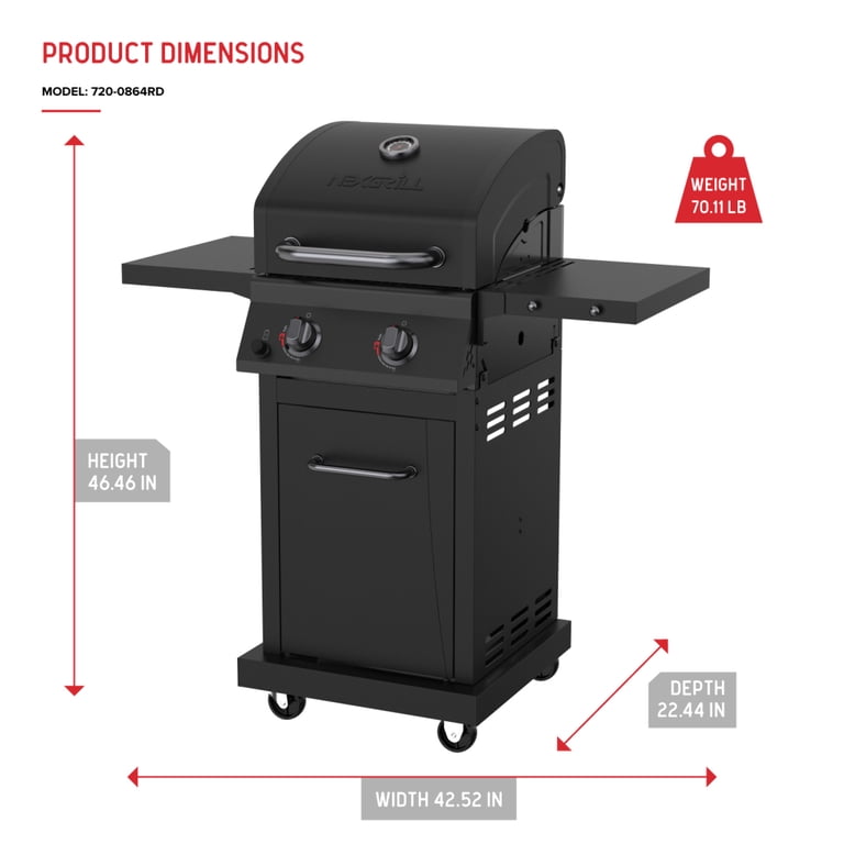 Nexgrill Deluxe 2-Burner Gas Grill with 401 SQ In Grate, 28000