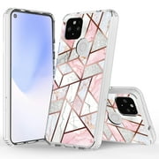 Google Pixel 4a with 5G Case, Rosebono Bling Glitter Sparkle Laser Polygon Marble Graphic Fashion Cute Colorful Skin Cover Shockproof Case for Google Pixel 4a 5G Version