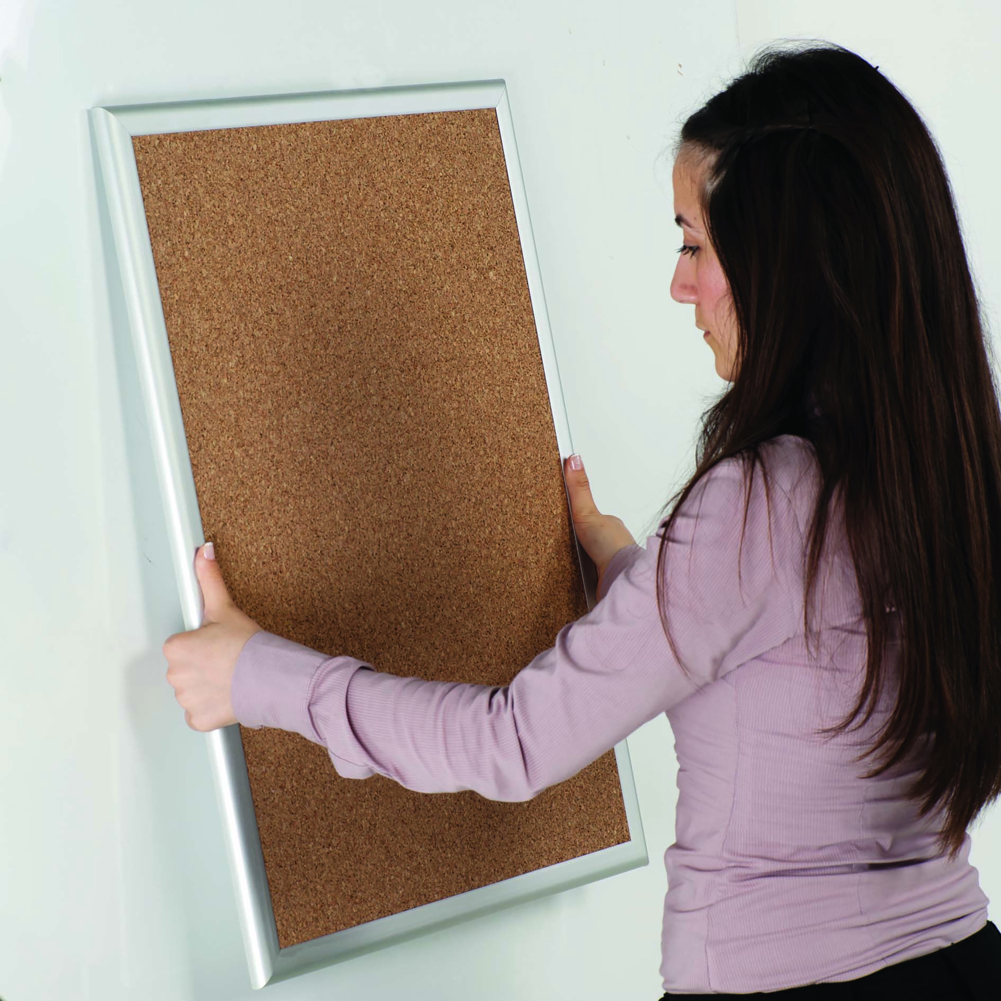 Cork Bulletin Board 18"w x 24"h Viewable Area Silver Frame