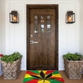 thumbnail image 4 of Welcome Door Mats Yellow Green and Red Flag Black Leaves Rugs Rug Carpets Bathroom Decor for Kitchen Bedroom Indoor Floor Front Porch Rugs Outdoor Door Mats Entrance Patio Carpet Decor 17x30 inch, 4 of 6