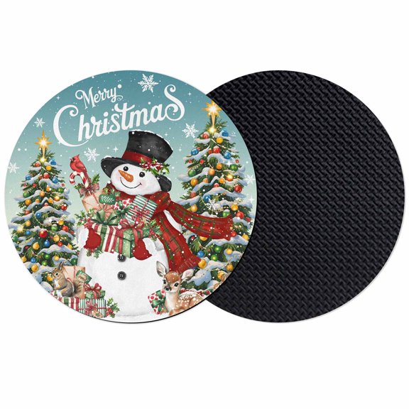 Teal Christmas Snowman Coasters Set of 2, Absorbent Coasters for Drinks, Xmas Tree Snowflake Botanical Coaster for Desk Coffee Table Protection, Home Decor House Warming Gifts 4"