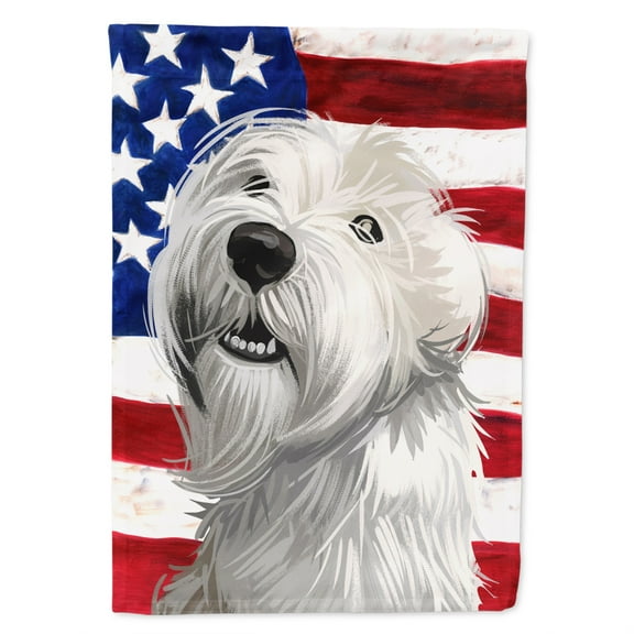 Sealyham Terrier American Flag Flag Canvas House Size