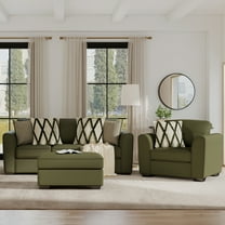 Roundhill Furniture Marvella 3-Piece Living Room Set, Sofa, Chair, and Ottoman with Mosswood Chenille Upholstery