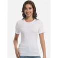 thumbnail image 5 of Womens Scoop Neck T Shirts Basic Ribbed Tees Fitted Tshirt Plain Short Sleeve Tops Casual, 5 of 6