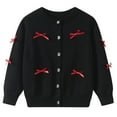 thumbnail image 2 of MKOSPLRT Cardigan Sweaters for Kids Girls 2-14Y Bow Crew Neck Button Up Knit Cardigans Solid Lightweight Fall Sweater Coats, 2 of 7