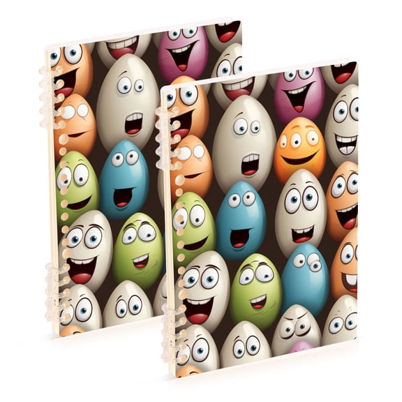 Easter Eggs Face Ring Binder Notebook Journey Note Diary College Ruled Spiral Notebook Study Loose Leaf Paper A5 60 Pages