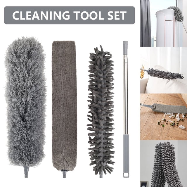 Microfiber Duster with Extension Pole Washable Dusters Reusable Dusters Bendable Duster for High Ceiling Cleaning Ceiling Fan Furniture Blinds Cars