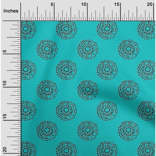oneOone Polyester Lycra Fabric Floral Block Print Fabric BTY 56 Inch Wide