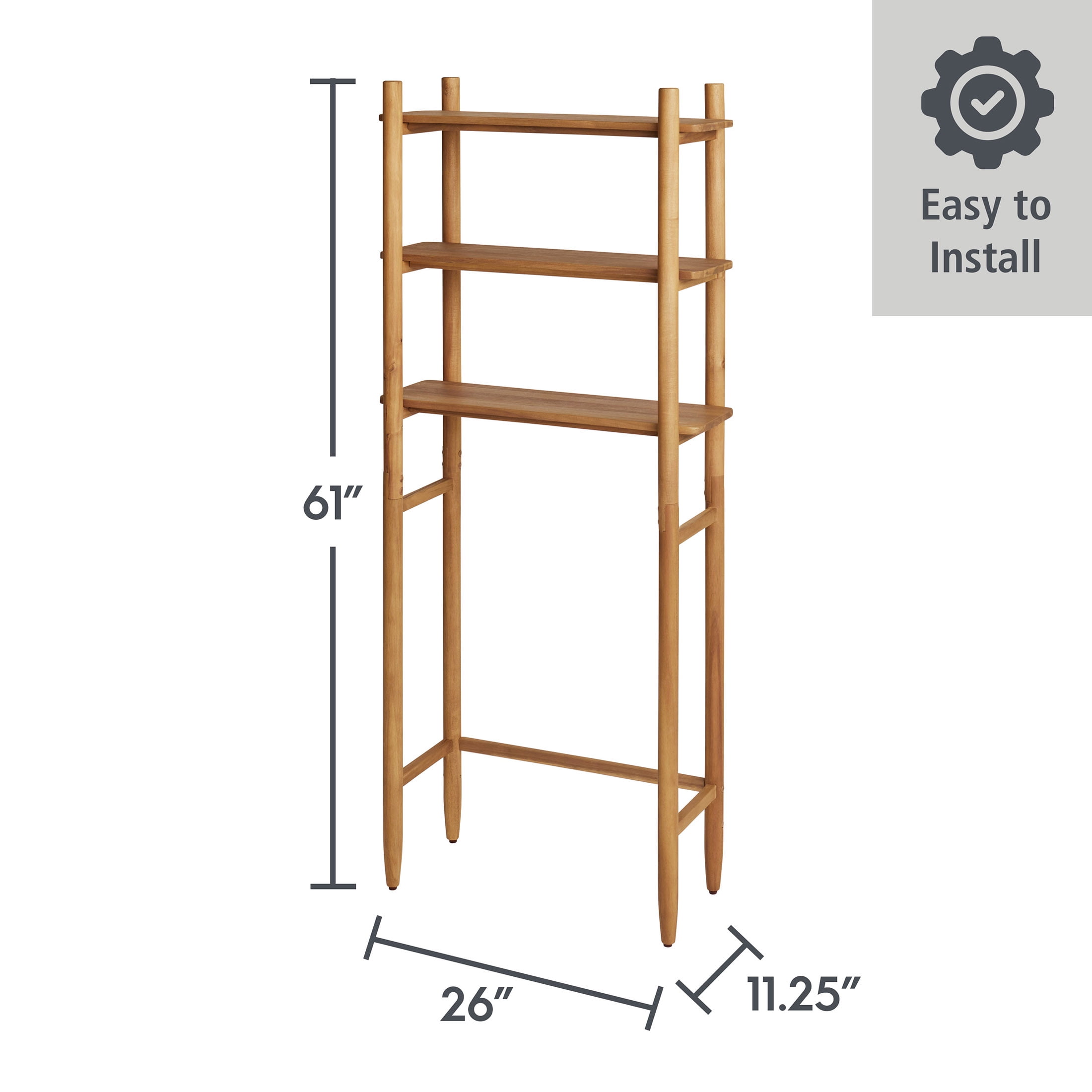 Better Homes & Gardens Springwood Acacia Wood over-the-Toilet Space Saver Cabinet, 3 Shelves, Honey