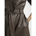 thumbnail image 2 of Scoop Women's and Women's Plus Faux Leather Collared Mini Shirt Dress with Short Sleeves, Sizes XS-4X, 2 of 5