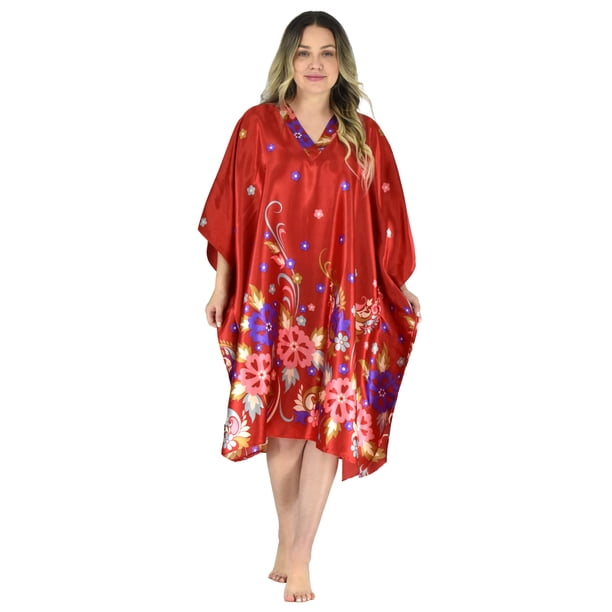 Up2date Fashion's Women's Satin Short Caftan / Kaftan, Red Desert Print ...
