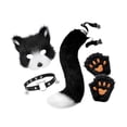 thumbnail image 3 of BELOVING Ensemble Collier et Queue d'Animal Visage d'Halloween pour Bal Boîte de Nuit Jeu de Rôle Noir Blanc, 3 of 10