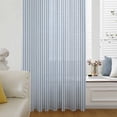 thumbnail image 6 of Blue Striped Sheer Curtains 54 Inches Long, Modern Simple Farmhouse Beige Vintage Light Filering Curtains, Breathable Simi Curtain Privacy Drapes for Kitchen Bathroom Small Window Treatment, 6 of 9