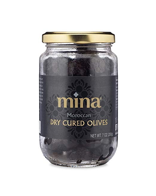 Mina Moroccan Dry Cured Black Olives, 7oz Jar