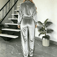 thumbnail image 4 of Szluipve 2 Piece Sets for Women Velvet Leopard Print Patchwork Tracksuit Zip Up Long Sleeve Jacket And Wide Leg Pants 2 Piece Outfit Casual Loungewear Set With Pockets Gray XXL, 4 of 6