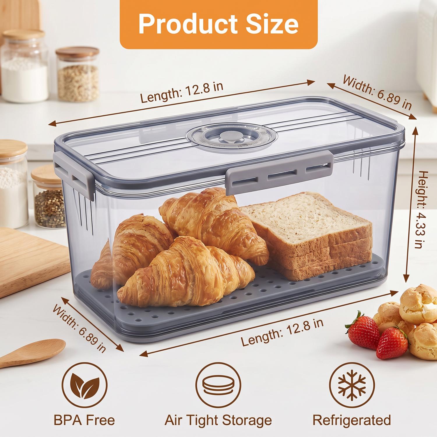 AMBLER Bread Box with Time Recording Dial, Grey photo 5