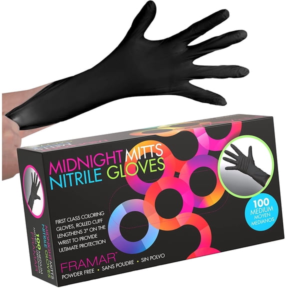 Powder Free Nitrile Gloves Medium  12 INCH Disposable Latex Free, Guantes De Nitrile, For Hair Dye, Cleaning, Tattoo Extra Durable & Resistant 100 Pack