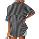 thumbnail image 5 of Sonducket Camisa de mujer Blusa a rayas de media manga Camisa con bolsillos a rayas de media manga Top con cuello en V y botones Prendas para la parte del cuerpo negro L Sonducket AP003125-08, 5 of 6