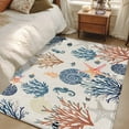 thumbnail image 5 of Marine Life Washable Area Rugs 4'x6', Watercolor Seahorse Coral Starfish Linen Texture Low Pile Throw Living Room Rug Non-Slip Sturdy Edge Binding Carpet for Indoor Entryway Bedside Kitchen, 5 of 9