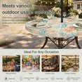 thumbnail image 6 of Round Outdoor Tablecloth with Umbrella Hole and Zipper, Teal Red Coastal Tablecloth with Elastic Waterproof, Nautical Seahorse Beach Coral Starfish Beige Patio Table Covers for 36" - 44" Pool Tables, 6 of 9