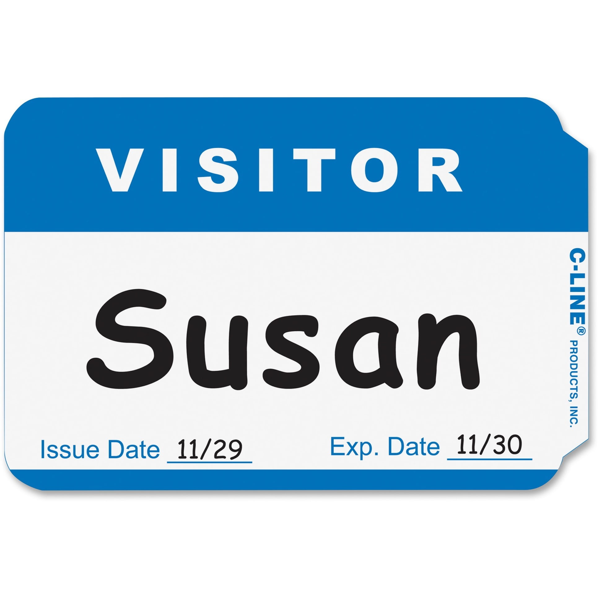 CLine, CLI92245, adhsve Visitor Name Badges, 100 / Box, White