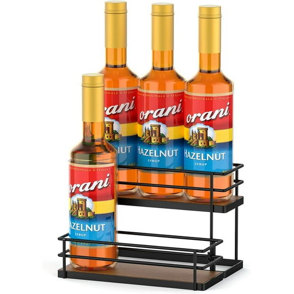 Coffee Syrup Rack Organizer 6 Bottle Syrup Holder Stand 2-Tier Storage Shelves for Kitchen Coffee Bar Station