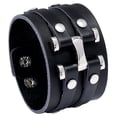 thumbnail image 2 of Pulsera de cuero de vaca exagerada de estilo punk de joyería de Europa y Estados Unidos, pulsera de cuero ancha para hombres, 2 of 6
