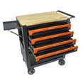 thumbnail image 2 of POWANLI 4 Drawers Multifunctional Tool Cart with wheels and Wooden Top, Metal,Suitable for Garages,Warehouses,Workshops,Repair Shops(Black+Orange), 2 of 7
