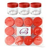 Beauticom 12 Pieces High Quality 30 Gram 30 ml (1 oz) Round Acrylic Makeup Product Sample Travel Jars with Flat Red Lids