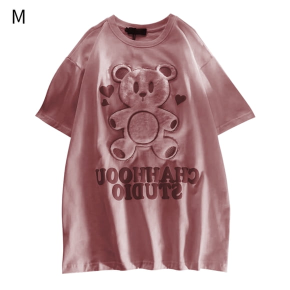 Camiseta Mujer Dibujos Animados Manga Corta Cuello Redondo Casual Algodón Top, Rosa, M Methold AP001524-01B