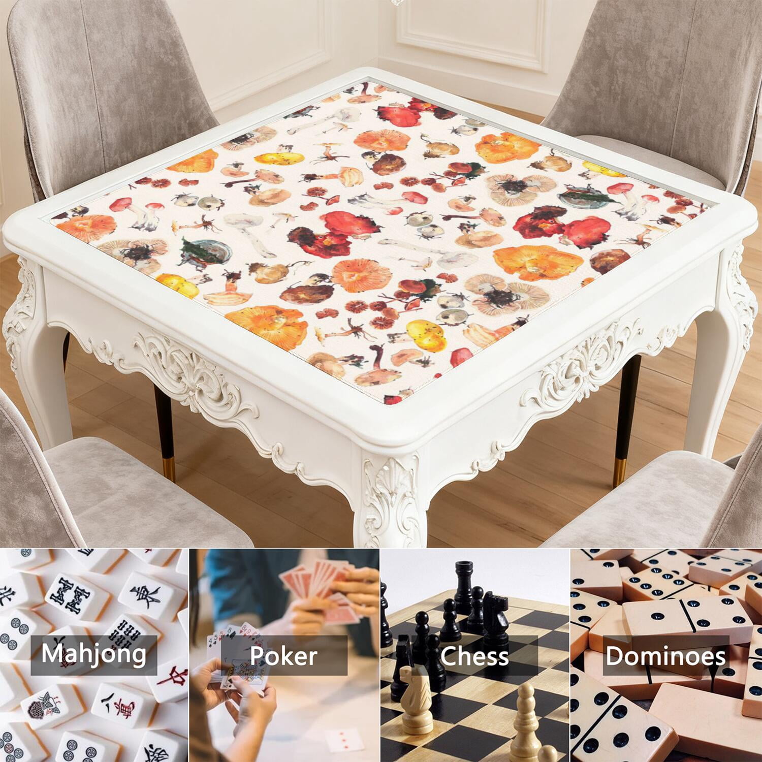 Large Plants Design Mahjong Pad 31.5x31.5 Inches Constructed from Durable Rubber Featuring Anti-Slip Non-Slip Backing and Noise Reduction for Card Games