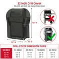 thumbnail image 2 of Heavy Duty Waterproof Small Grill Cover, 32 inch 2 Burner Gas Grill Cover, fits Grills up to 30'' Wide with Both Side Tables Folded Down, Black, 2 of 8