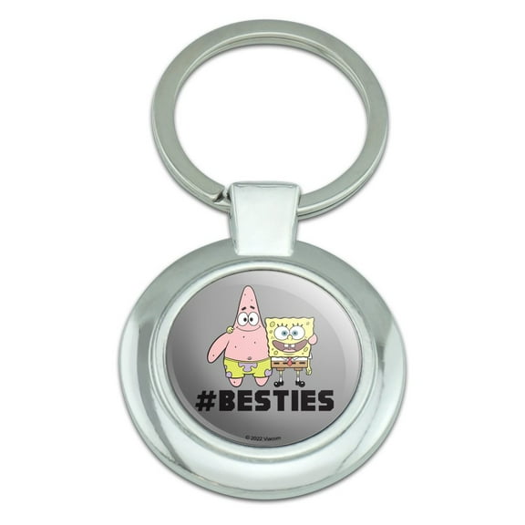 SpongeBob Besties Keychain Classy Round Chrome Plated Metal