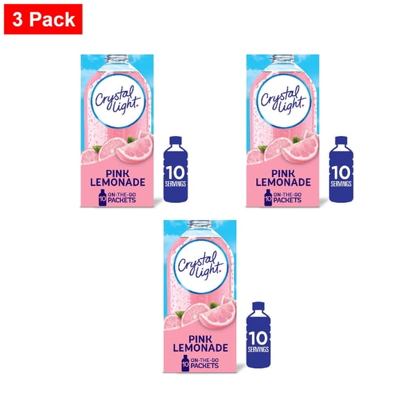 Crystal Light Zero Sugar Pink Lemonade Drink Mix Packets 10 ct - 3 Pack
