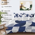 thumbnail image 3 of 3 Piece Navy Blue Geometric Duvet Cover Set Queen Size,Microfiber Comforter/Quilt Cover with Corner Ties and 2 Pillowcases,Middle Century Modern Abstract Art All Season Bedding with Zipper Closure, 3 of 8