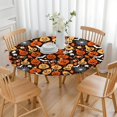 thumbnail image 3 of Halloween Pumpkins Bats and Spider Webs Round Fitted Tablecloth with Elastic Edge,Dining Table Cover Waterproof,Outdoor Round Tablecloth for Camping,Dining,Indoor and Outdoor, 3 of 7