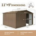 thumbnail image 3 of 11'x 9' Backyard Storage Shed with 630cu.ft, Outdoor Garden Shed with Galvanized Steel Frame & Windows,  Metal Utility Tool Storage Room with Lockable Door, Metal Tool Shed for Backyard Garden Law, 3 of 5