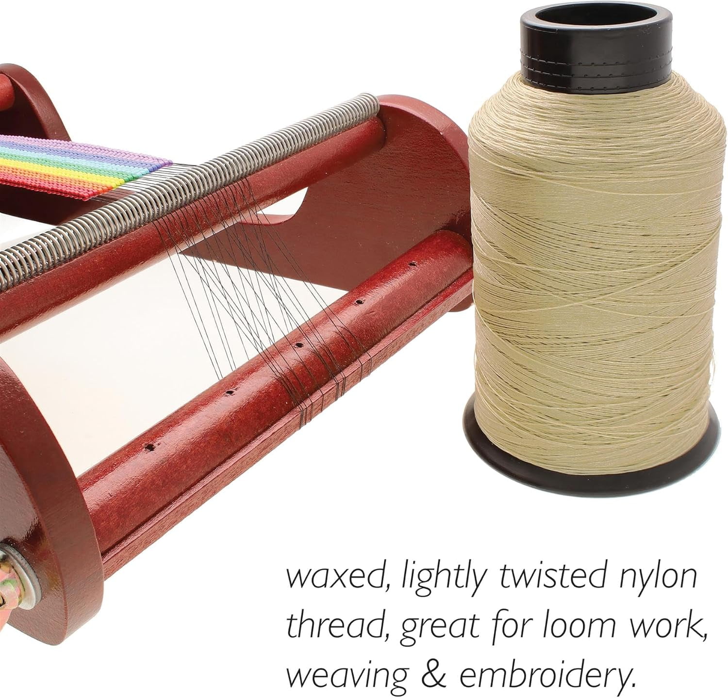 The Beadsmith Nymo Thread – Cream Color – Size D, .30mm Diameter, 3oz Cone, 1584 Yards/1448 Meters – Made of Nylon – Bead Embroidery & Weaving, Off Loom & Loom Work and DIY Craft Projects