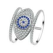Uloveido Turkish Evil Eye Rings for Women, Cubic Zirconia Evil Eye Jewelry Protection Lucky Birthday Gifts Y325 (size 5)