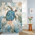 thumbnail image 4 of Shower Curtains for Bathroom, Ocean Turtle Waterproof Fabric Shower Curtain, Coastal Nautical Coral Starfish Blue Decorative Bathroom Curtain for Bathtub, 66"x72", No Hooks Included, 4 of 9