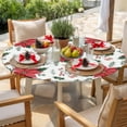 thumbnail image 4 of Christmas Round Tablecloth for 45"-54" Tables, Waterproof Outdoor Table Cloths 54 Inch Round Fitted Tablecloth with Elastic, Xmas Poinsettia Flower Winter Watercolor Floral Table Cloth Cover, 4 of 4